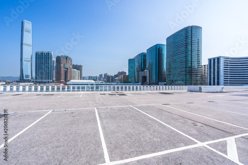 Photography park with city skyline in hongkong china