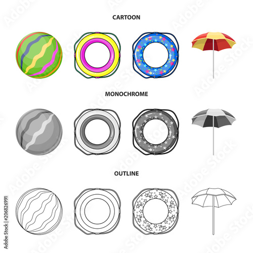 Multicolored swimming circle cartoon,outline,monochrome icons in set collection for design. Different lifebuoys vector symbol stock web illustration.