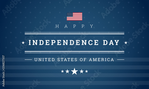 Happy Independence Day USA blue background with the United States flag vector