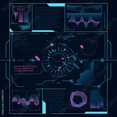 Web interface for display on screen for spaceship. Hud ui
