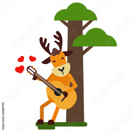 Christmas cute reindeer haracter vector New Year illustration of deer animal for sleigh