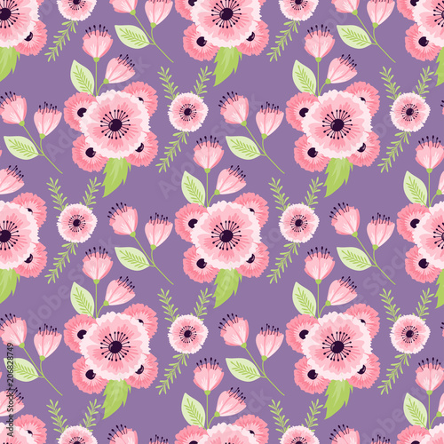 Nature flower illustration seamless pattern background floral summer vector