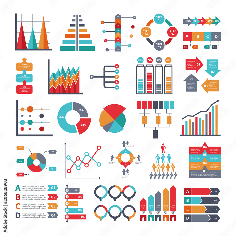 Various business symbols for for infographic projects