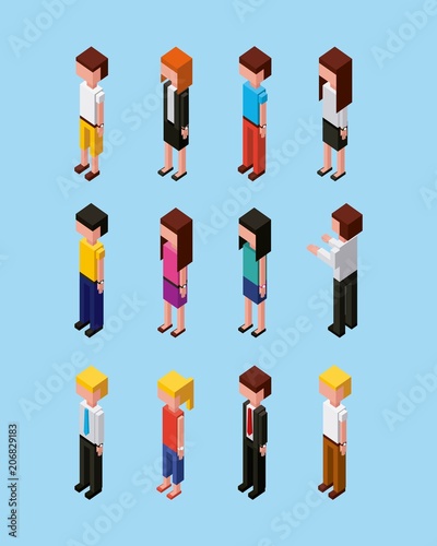 people characters avatar team cartoon isometric vector illustration