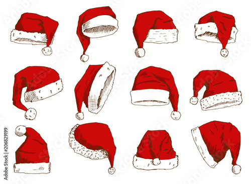 Christmas Santa Claus hat vector noel isolated illustration New Year Christia...