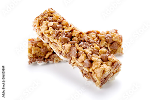 Energy cereal bar isolated on white background