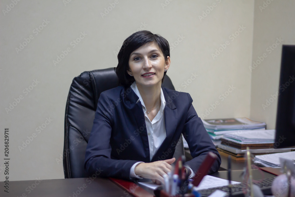 Beautiful clever cute charming attractive elegant owner of big company