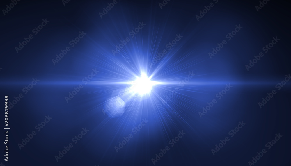 Lens flare light over black background. Easy to add overlay or screen filter over photos	