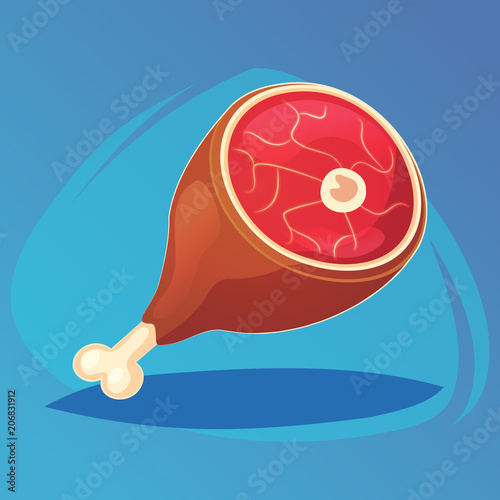 vector meat steak, dinner, lunch food icon - grilled sign - bbq restaurant menu food game icon, cartoon food for web site design, mobile app Vector illustration