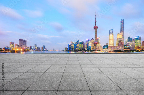 Shanghai,China modern city architecture and empty square floor