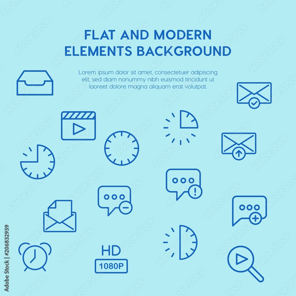 chat and messenger, video, time, email outline vector icons and elements background concept on blue background.Multipurpose use on websites, presentations, brochures and more chat and messenger, video, time, email outline vector icons and elements background concept on blue background.Multipurpose use on websites, presentations, brochures and more