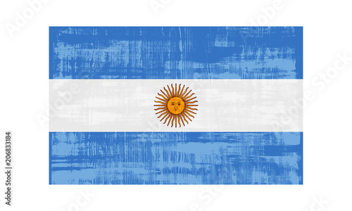 Argentina flag isolated on white background. Vector illustration in grunge style.
