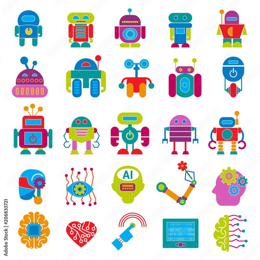 Robot boy flat character. Isolated stock vector illustration Stock