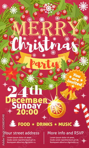 Christmas party invintation vector card background design template for noel X...