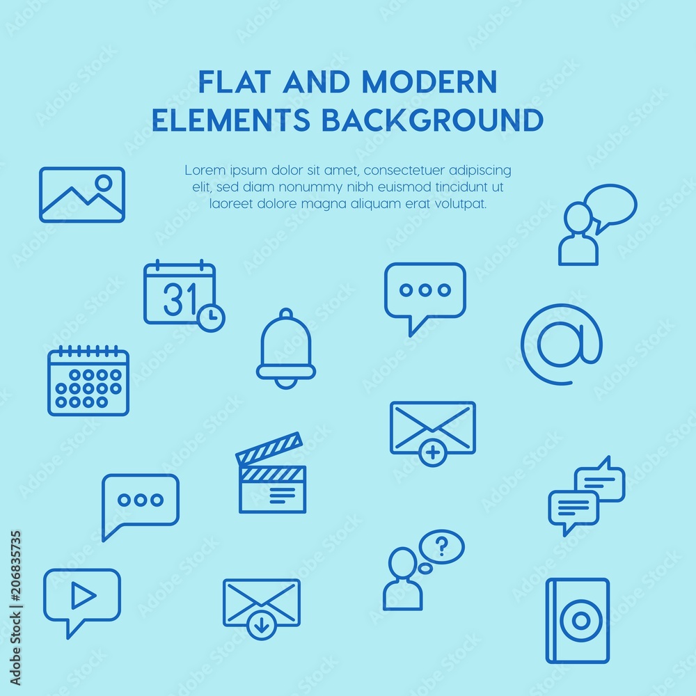 chat and messenger, video, time, email outline vector icons and elements background concept on blue background.Multipurpose use on websites, presentations, brochures and more chat and messenger, video, time, email outline vector icons and elements background concept on blue background.Multipurpose use on websites, presentations, brochures and more