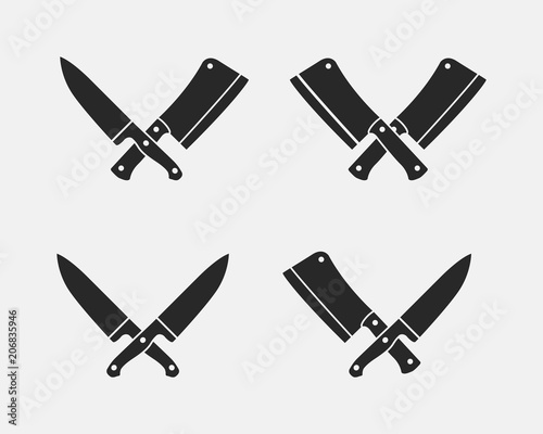 Fotografie, Obraz Set of meat cutting knives icons