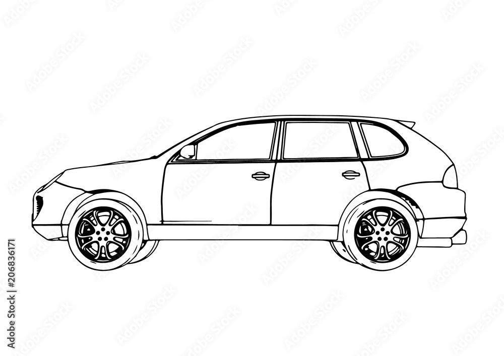 sketch SUV car vector sketch SUV car vector