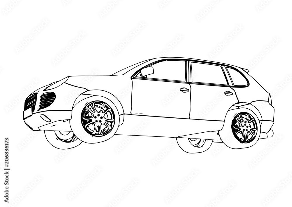 Fototapeta premium sketch SUV car vector