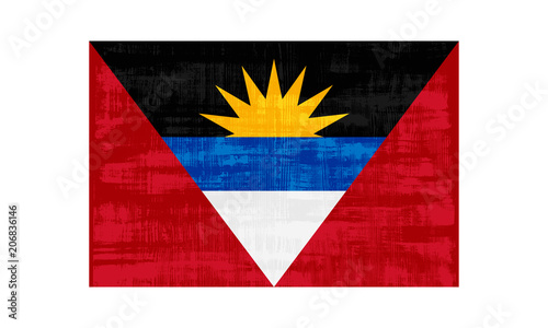 Antigua and Barbuda flag isolated on white background. Vector illustration in grunge style.