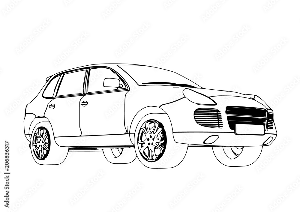 sketch SUV car vector