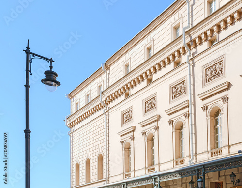 Close-up detail of the architecture of the Bolshoy theater Big theatre in Moscow, Russia