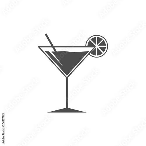 Cocktail glass icon. Summer drinks sign. Goblet symbol. Vector illustration. Flat design.