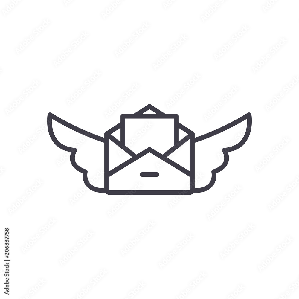 Airmail black icon concept. Airmail flat vector symbol, sign, illustration. Airmail black icon concept. Airmail flat vector symbol, sign, illustration.