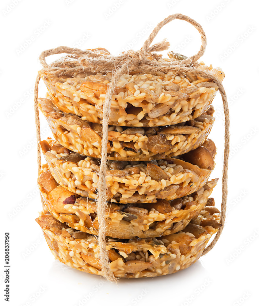 Obraz premium Cereal cookies close-up isolated on a white background.