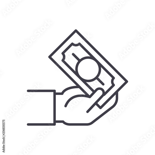 Cash transactions black icon concept. Cash transactions flat  vector symbol, sign, illustration.