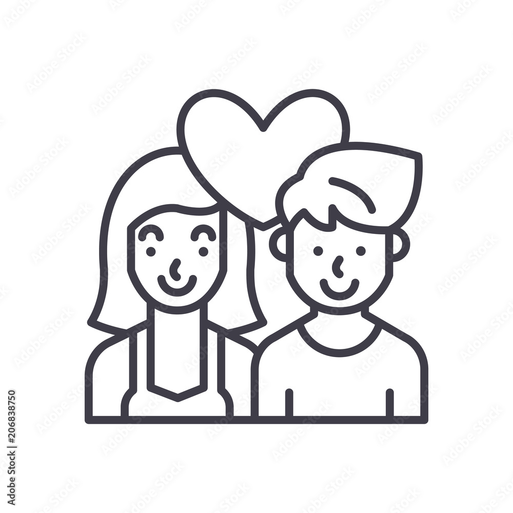 Couple in love black icon concept. Couple in love flat vector symbol, sign, illustration. Couple in love black icon concept. Couple in love flat vector symbol, sign, illustration.