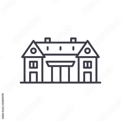 Cultural center black icon concept. Cultural center flat  vector symbol, sign, illustration.