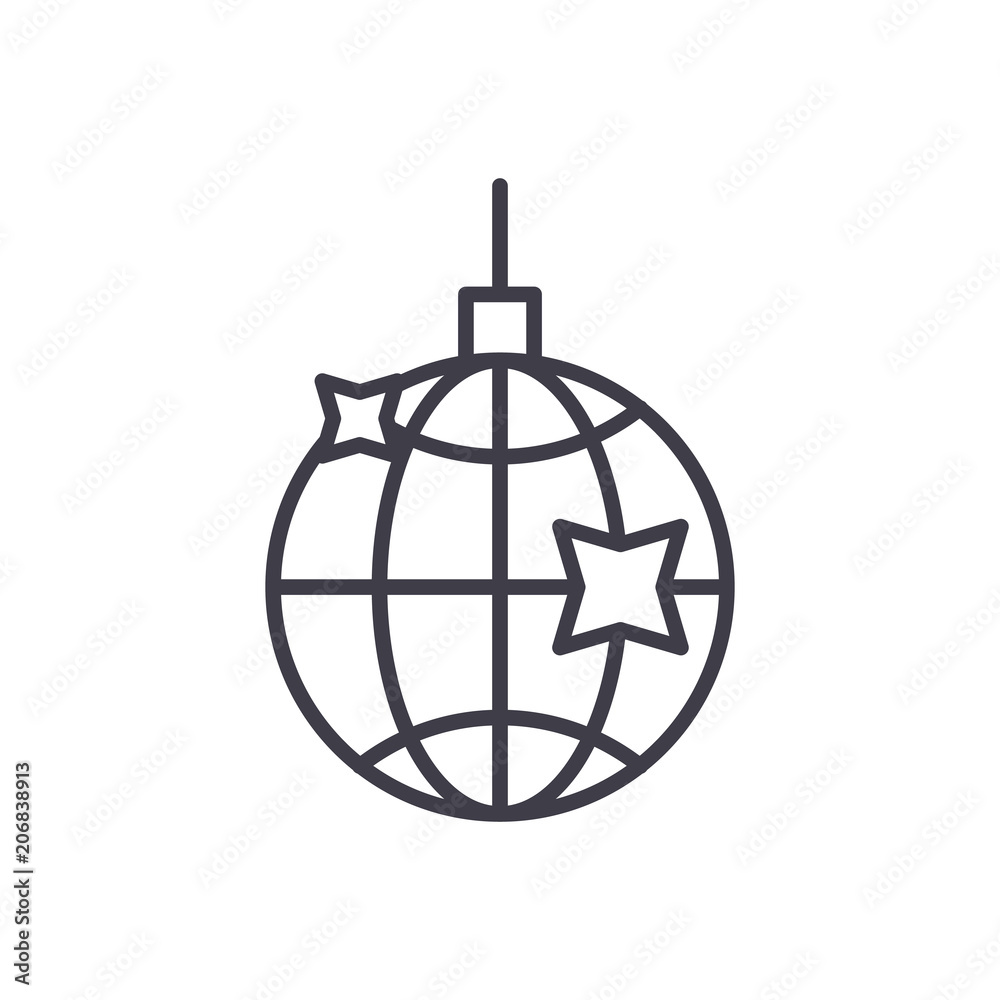 Fototapeta premium Disco ball black icon concept. Disco ball flat vector symbol, sign, illustration.