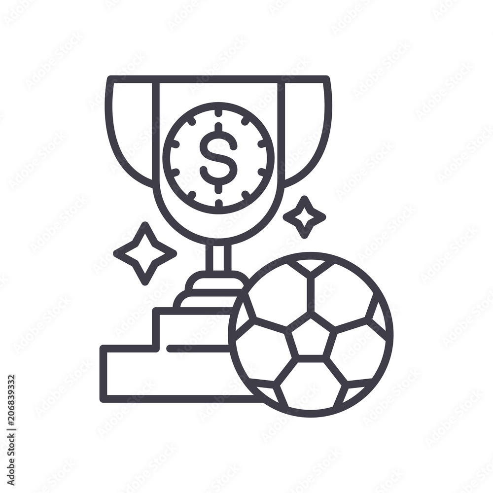 Football award black icon concept. Football award flat  vector symbol, sign, illustration.