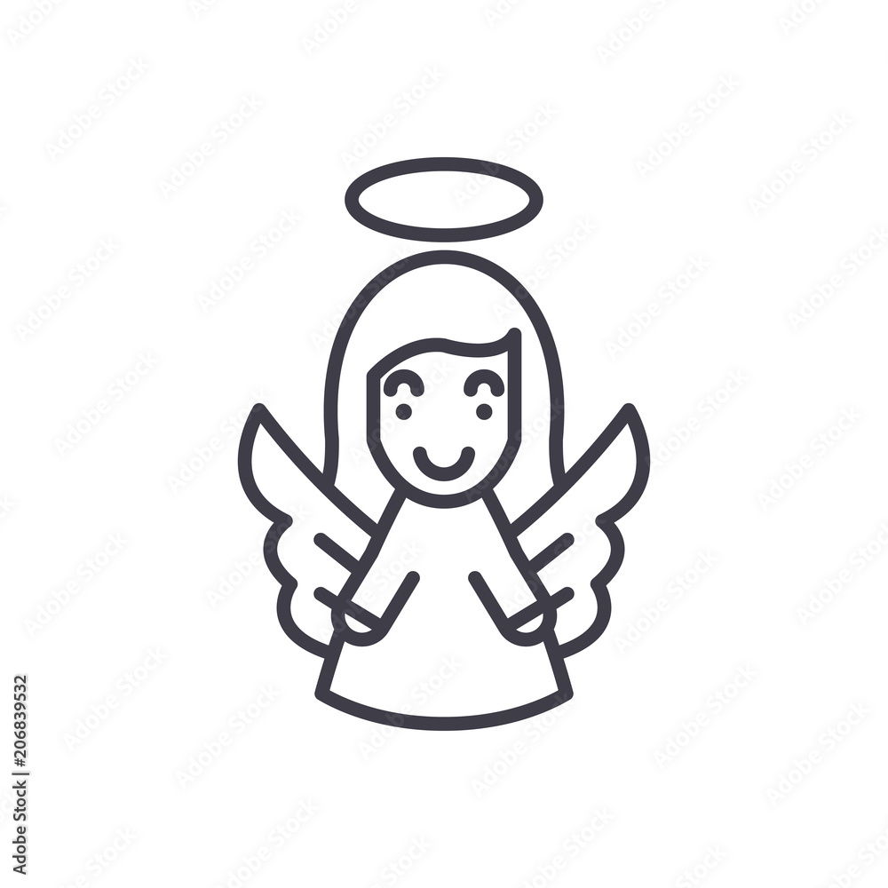 Guardian angel black icon concept. Guardian angel flat  vector symbol, sign, illustration.