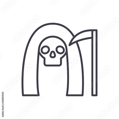 Grim Reaper black icon concept. Grim Reaper flat  vector symbol, sign, illustration.