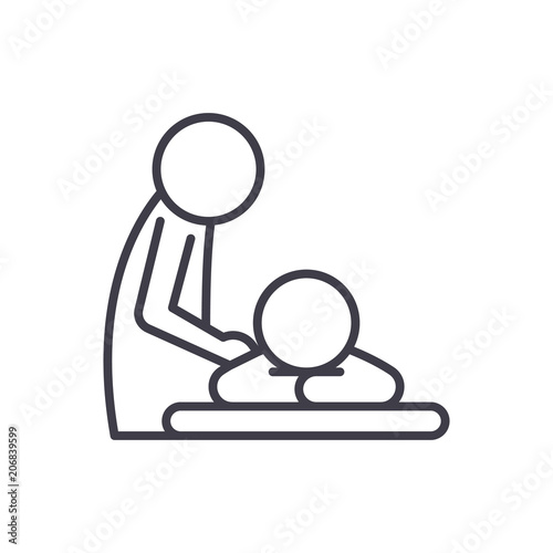 Healing massage black icon concept. Healing massage flat  vector symbol, sign, illustration.
