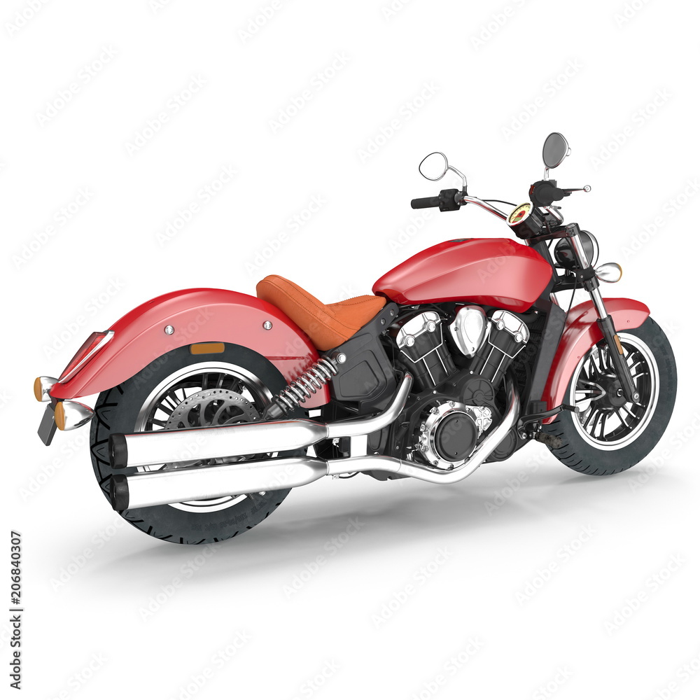Fototapeta Klasyczny motocykl na białym tle. Ilustracja 3D