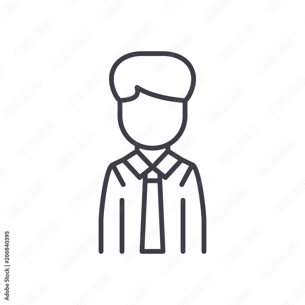 Office employee black icon concept. Office employee flat  vector symbol, sign, illustration.