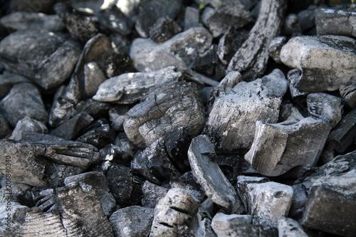 close-up of charcoal, texture