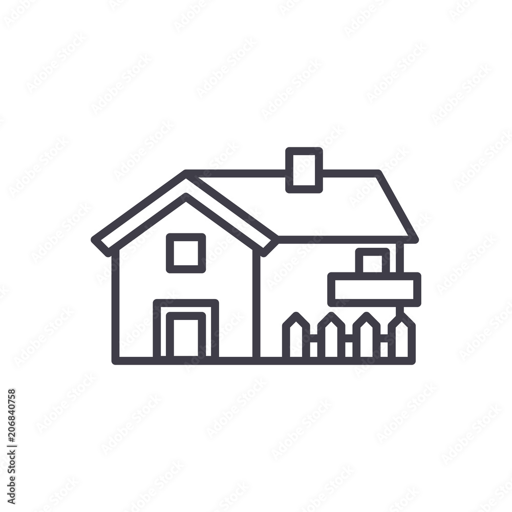 Private house black icon concept. Private house flat vector symbol, sign, illustration. Private house black icon concept. Private house flat vector symbol, sign, illustration.