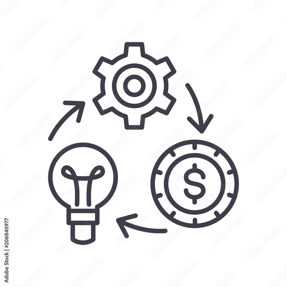 Reinvestment of funds black icon concept. Reinvestment of funds flat vector symbol, sign, illustration. Reinvestment of funds black icon concept. Reinvestment of funds flat vector symbol, sign, illustration.