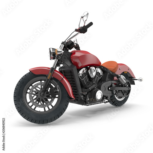 Old retro motorcycle isolated on white. 3D illustration