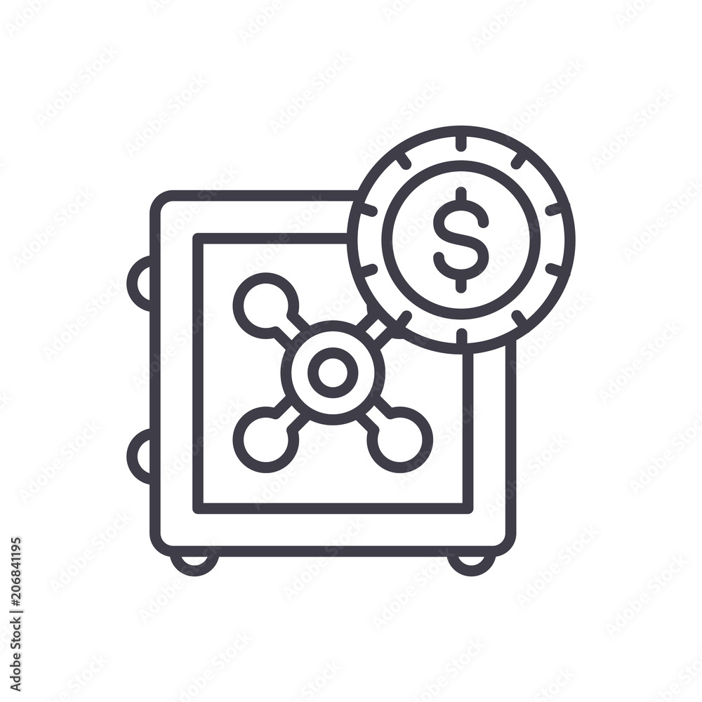 Savings policy black icon concept. Savings policy flat  vector symbol, sign, illustration.
