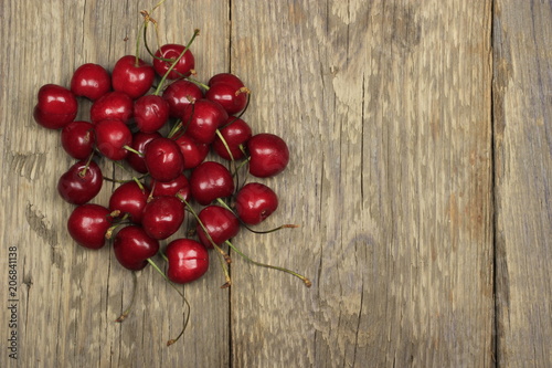 heap mof cherry on wooden background