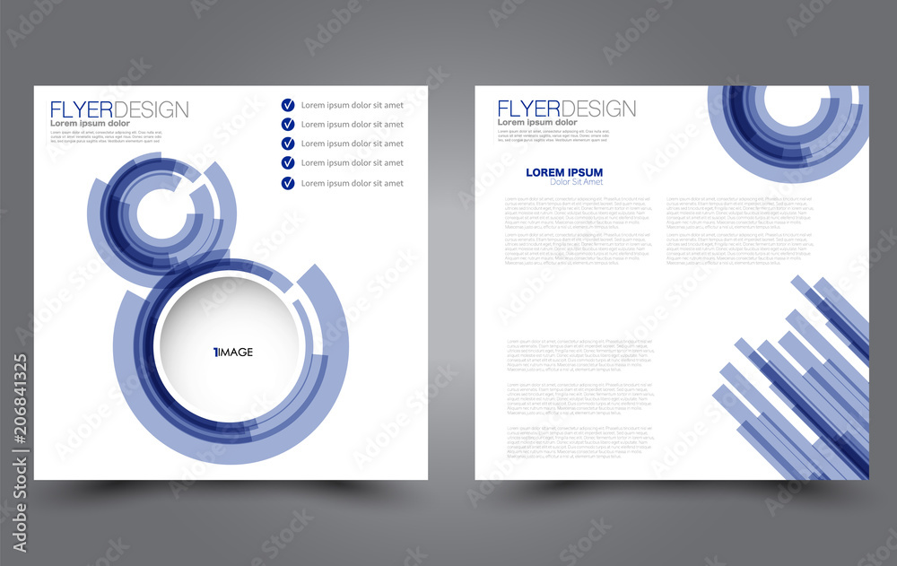 Fototapeta premium Square flyer template. Simple brochure design. For business and education. Vector illustration. Blue color.