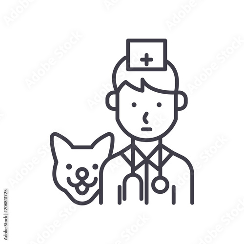Treatment of animals black icon concept. Treatment of animals flat  vector symbol, sign, illustration.