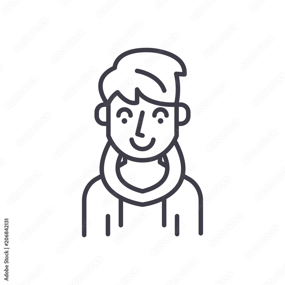 Obraz premium Young groom black icon concept. Young groom flat vector symbol, sign, illustration.