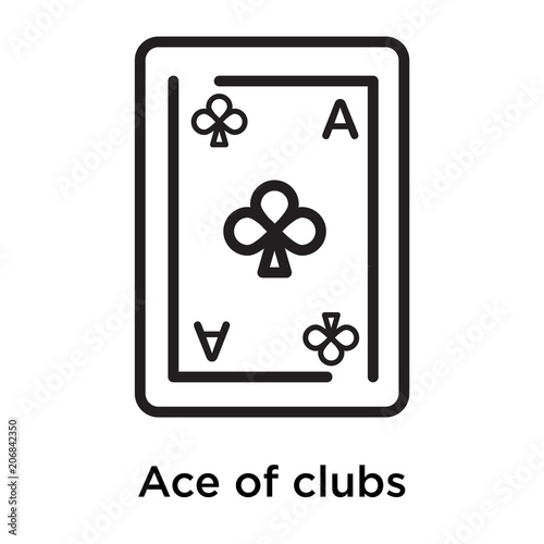 Ace of clubs icon vector sign and symbol isolated on white background