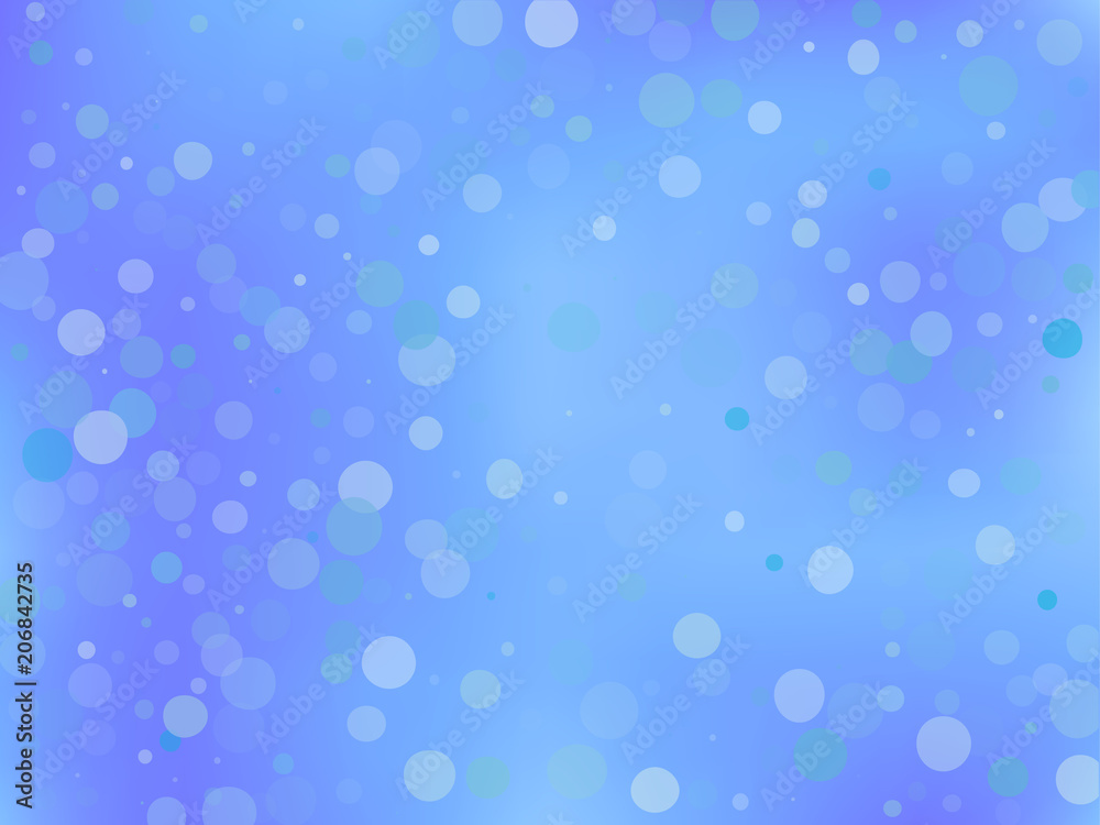 Blue gradient background with bokeh effect. Abstract blurred pattern. Light background Vector illustration