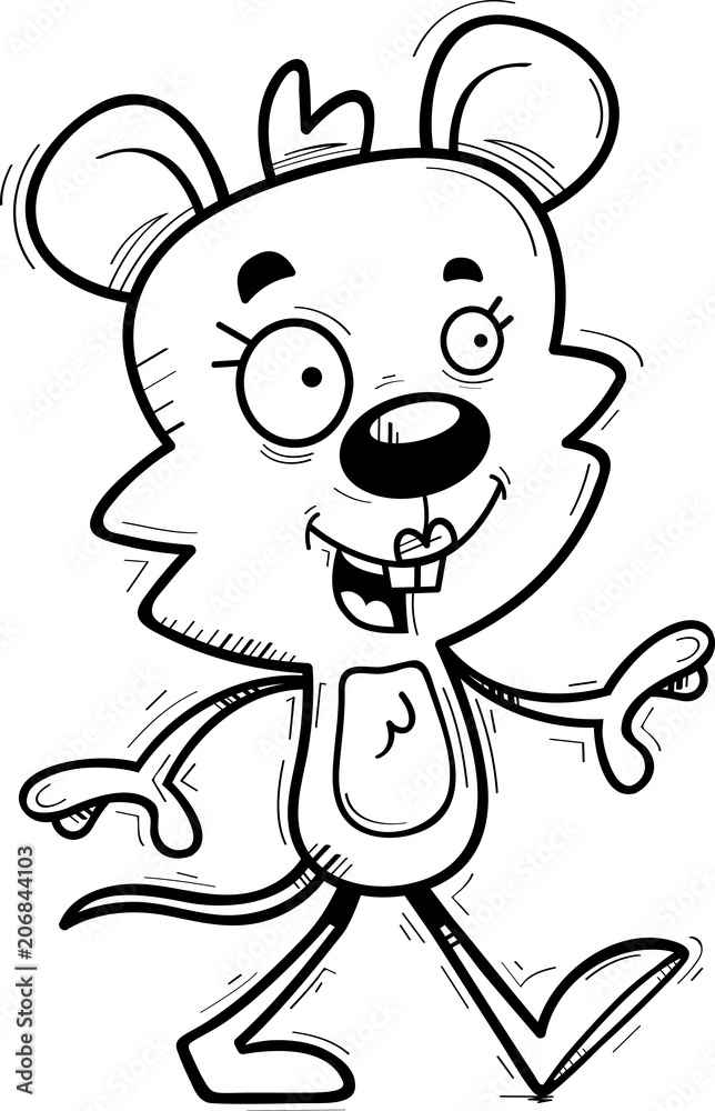 Cartoon Female Mouse Walking Cartoon Female Mouse Walking